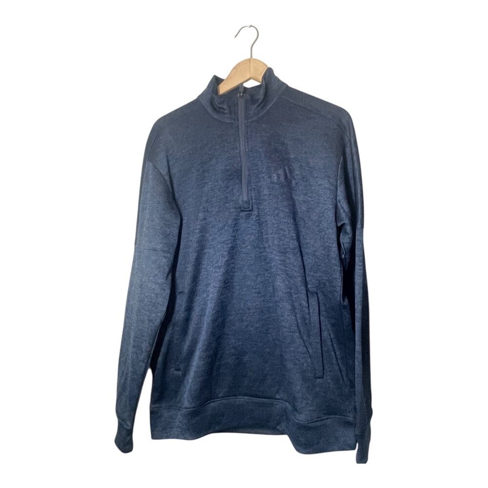 adidas Half Zip Fleece lined Pullover Shirt est Medium Mens Blue LS sweatshirt